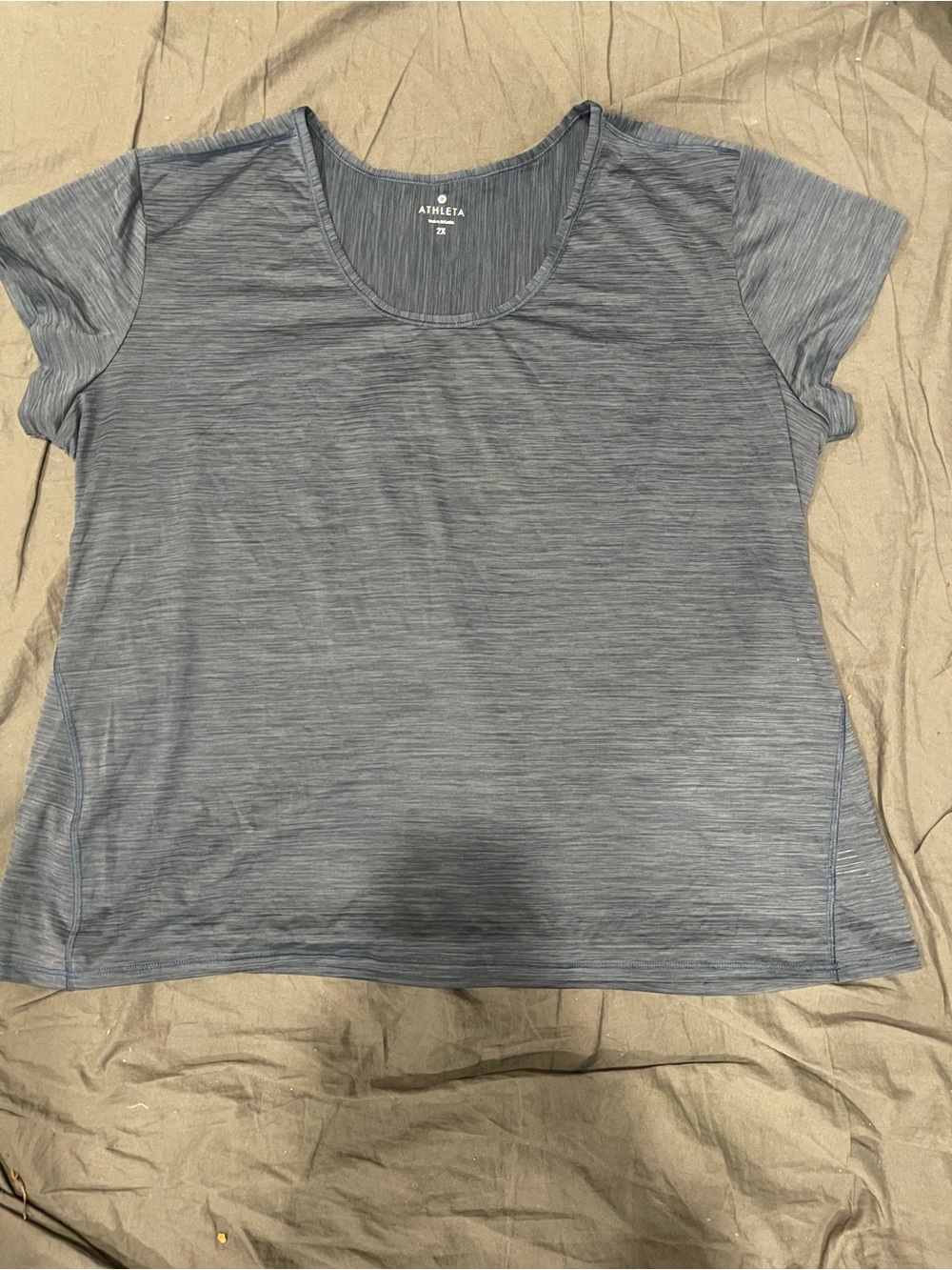 Athleta Heathered Slate Blue Scoop Neck Short Sleeve Tee